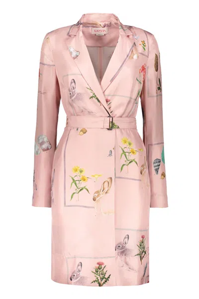 Lanvin Silk Mini Dress In Pink