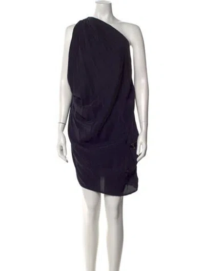 Pre-owned Lanvin Silk Mini Dress In Purple