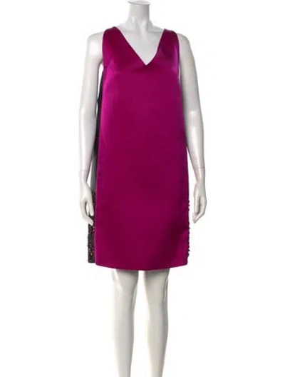 Pre-owned Lanvin Silk Mini Dress In Purple