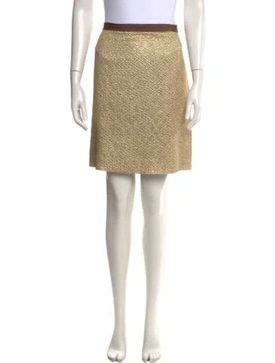 Pre-owned Lanvin Silk Mini Skirt In Gold