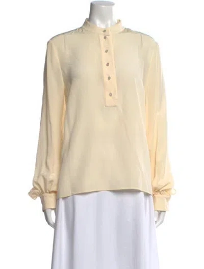 Pre-owned Lanvin Silk Mock Neck Blouse In Neutral