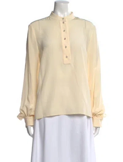 Pre-owned Lanvin Silk Mock Neck Blouse In Neutral