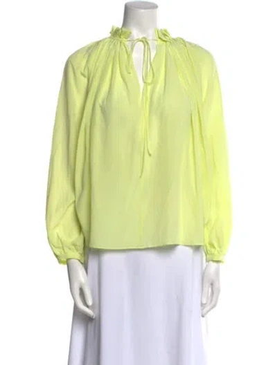 Pre-owned Lanvin Silk Mock Neck Blouse W/ Tags In Green