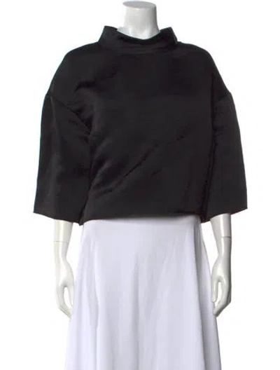 Pre-owned Lanvin Silk Mock Neck Top In Black