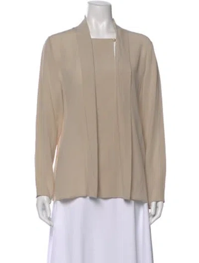 Pre-owned Lanvin Silk Open Front Blouse In Neutral