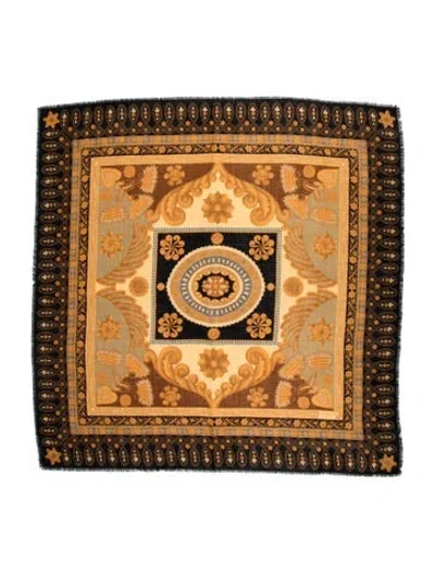 Pre-owned Lanvin Silk Paisley Print Scarf In Black