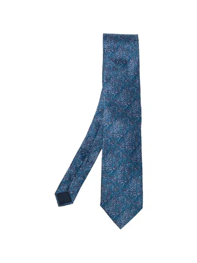 Pre-owned Lanvin Silk Patterned Tie In Blue