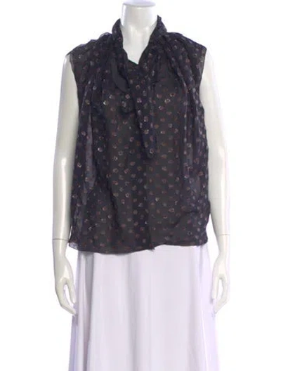 Pre-owned Lanvin Silk Polka Dot Print Blouse In Multi
