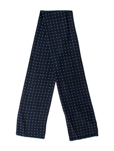 Pre-owned Lanvin Silk Polka Dot Print Scarf In Blue