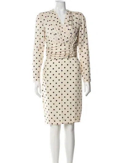 Pre-owned Lanvin Silk Polka Dot Print Skirt Set In Neutral