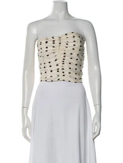 Pre-owned Lanvin Silk Polka Dot Print Top In Yellow