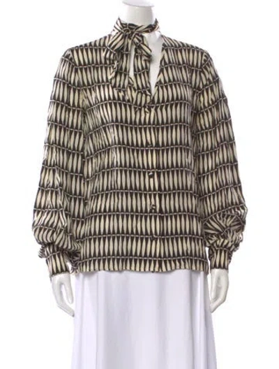Pre-owned Lanvin Silk Printed Blouse In Black