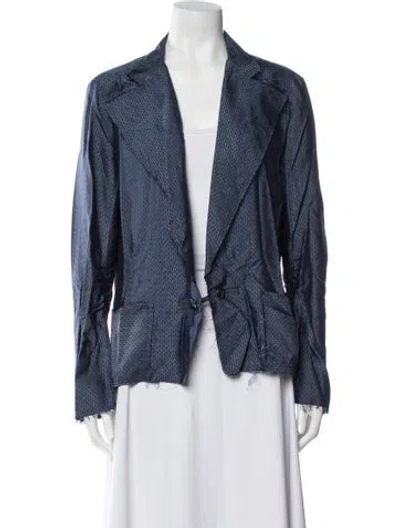Pre-owned Lanvin Silk Printed Jacket In Blue