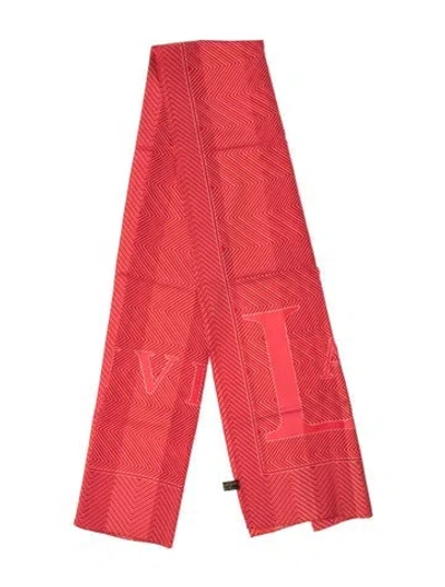 Pre-owned Lanvin Silk Printed Scarf In Red
