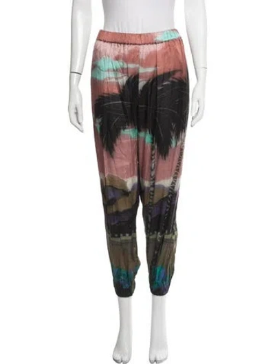 Pre-owned Lanvin Silk Printed Sweatpants In Pink