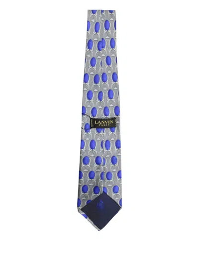 Pre-owned Lanvin Silk-printed Tie In Gray