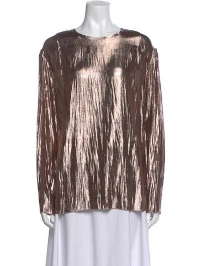 Pre-owned Lanvin Silk Printed Top W/ Tags In Gold