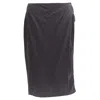 Lanvin Silk Raw Edge Fabric Button Low Waist Midi Skirt In Grey