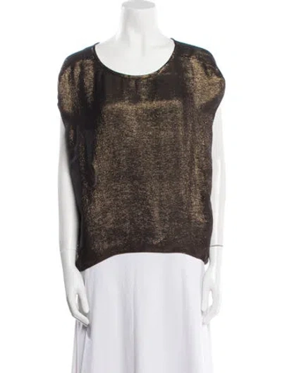Pre-owned Lanvin Silk Scoop Neck Top In Brown