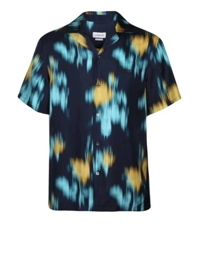 Lanvin Silk Shirt With Bowling Print In Black