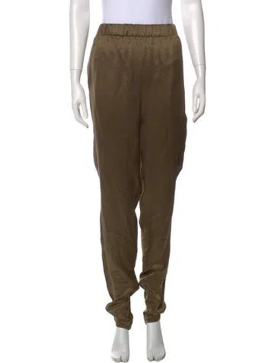 Pre-owned Lanvin Silk Skinny Leg Pants In Green