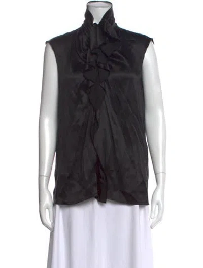 Pre-owned Lanvin Silk Sleeveless Blouse In Black
