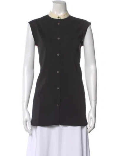 Pre-owned Lanvin Silk Sleeveless Button-up Top In Black
