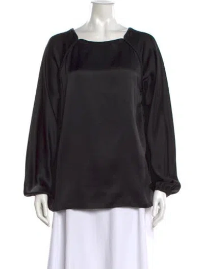 Pre-owned Lanvin Silk Square Neckline Blouse In Black