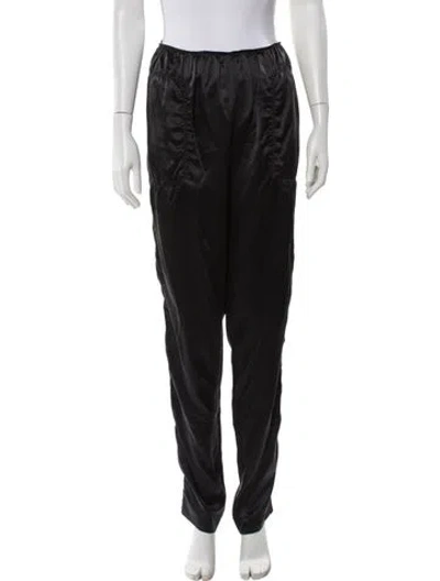 Pre-owned Lanvin Silk Straight Leg Pants In Black