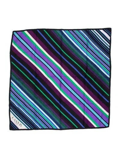 Pre-owned Lanvin Silk Striped Scarf In Black
