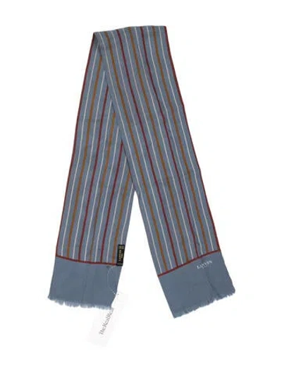 Pre-owned Lanvin Silk Striped Scarf In Blue