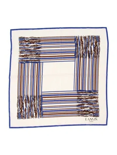 Pre-owned Lanvin Silk Striped Scarf In Blue/neutrals