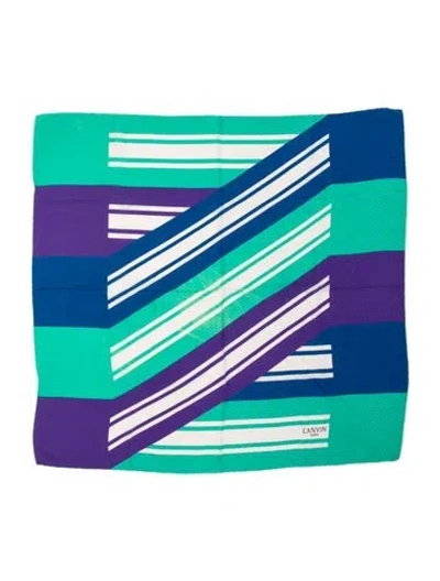 Pre-owned Lanvin Silk Striped Scarf In Green
