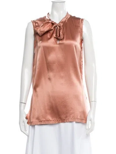 Pre-owned Lanvin Silk Tie Neck Blouse In Pink