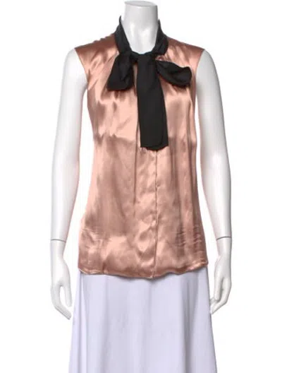 Pre-owned Lanvin Silk Tie Neck Blouse In Pink