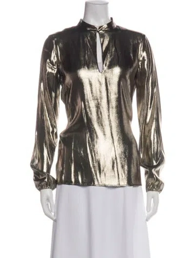 Pre-owned Lanvin Silk Tie Neck Blouse In White