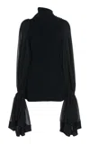 Lanvin Silk-trimmed Knit Top In Black