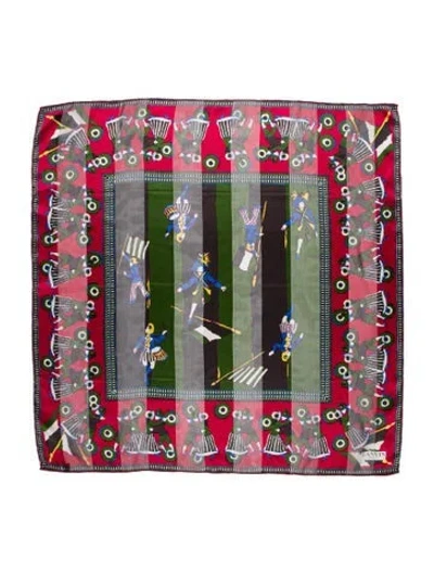 Pre-owned Lanvin Silk Vintage Scarf In Green/red