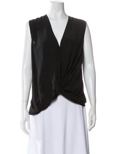 Pre-owned Lanvin Silk V-neck Blouse In Black