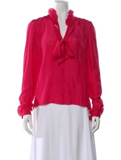 Pre-owned Lanvin Silk V-neck Blouse In Pink