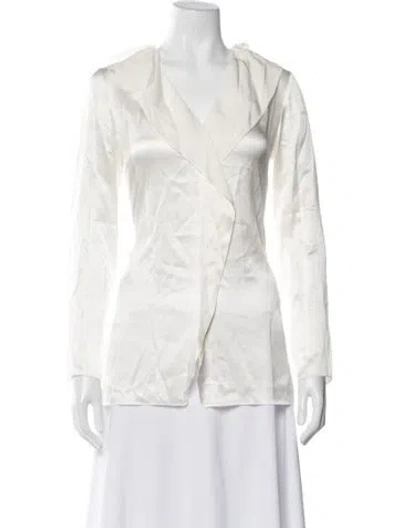 Pre-owned Lanvin Silk V-neck Blouse W/ Tags In White
