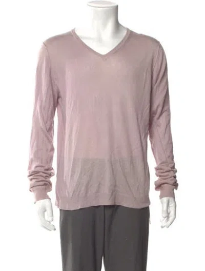 Pre-owned Lanvin Silk V-neck Pullover In Pink