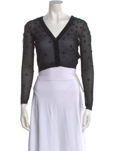 Pre-owned Lanvin Silk V-neck Sweater In Black