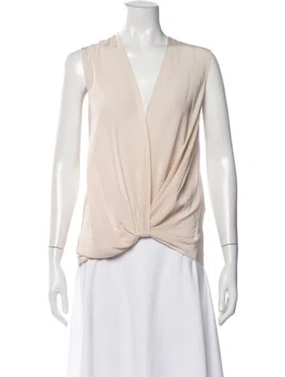 Pre-owned Lanvin Silk V-neck Top In Neutral