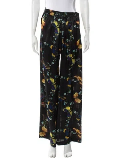 Pre-owned Lanvin Silk Wide Leg Pants In Black