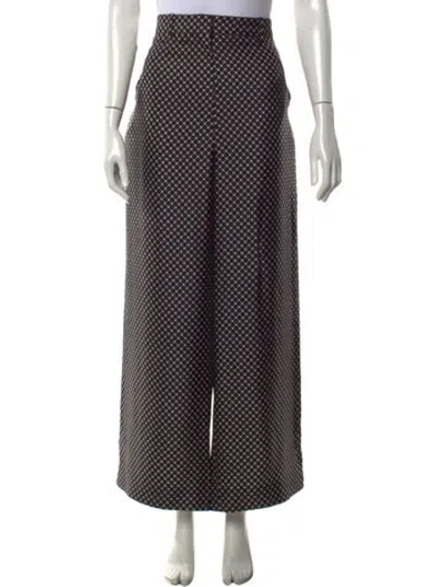 Pre-owned Lanvin Silk Wide Leg Pants In Black