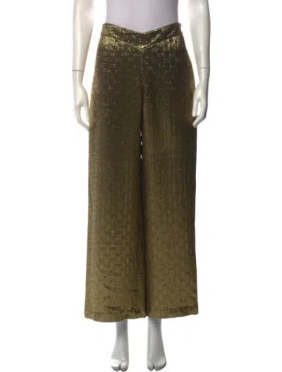 Pre-owned Lanvin Silk Wide Leg Pants In Green