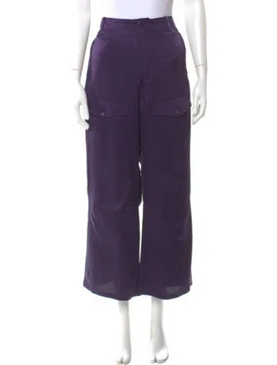 Pre-owned Lanvin Silk Wide Leg Pants In Purple