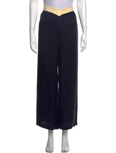 Pre-owned Lanvin Silk Wide Leg Pants W/ Tags In Blue