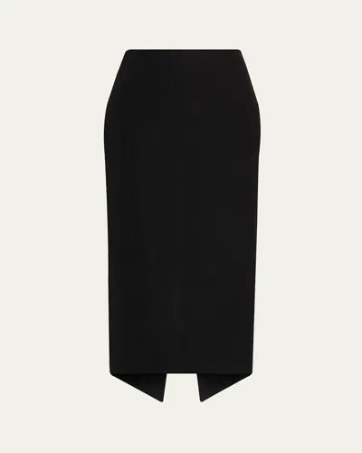 Lanvin Silk-blend Asymmetric Slit Midi Skirt In Black